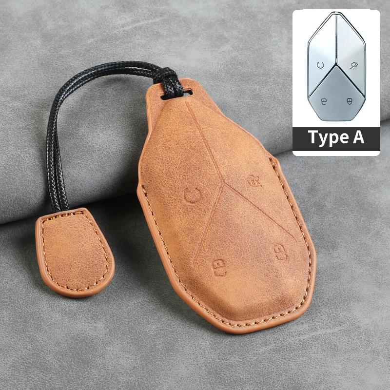 

Leather Car Key Case Cover For Byd Formula Leopard 5 Fangchengbao 5 Keychain 3 Buttons Keyless Holder Accessories