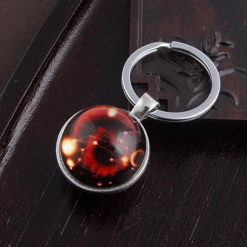 Luminous Scorpio Virgo Crystal Keychain: Double-Sided Glass Pendant Metal Keyring