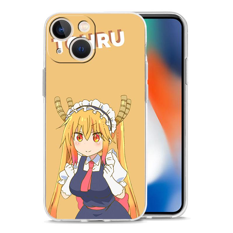 Dragon Maid Anime For iPhone 14 13 11 12 Pro Max X XR XS Phone Case For iPhone 14 7 8 Plus SE Clear Soft Silicone Cover Fundas