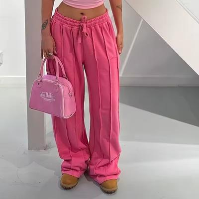 Pantaloni da Lavoro da Donna a Vita Coulisse, Temperamento Rilassato, Colore Unico, Alla Moda, Comodi, Casual