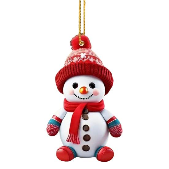 Ornament Cartoon Snowman Santa Claus Pendant 2D Acrylic Xmas Tree