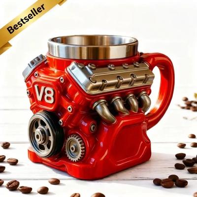 Retro Engine Coffee Mug with Handle Insulation Car Mug  Gifts for Men and Boys