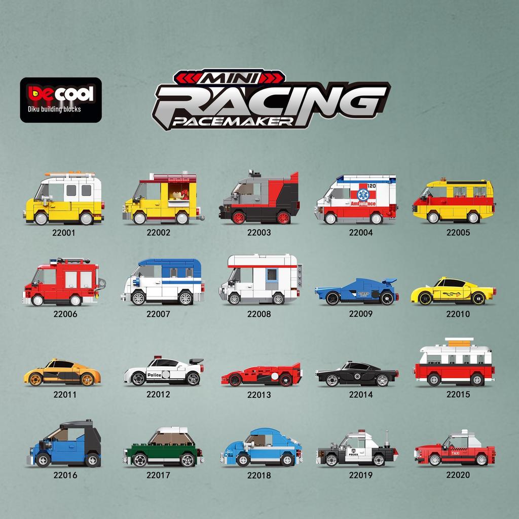 Pull-Back Assembly Toy Set: Campervan, Race Car, Ambulance, Fire Truck