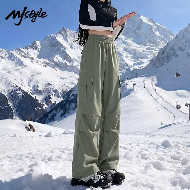 MJ STYLE Women's High-Waist Workwear Straight Leg Outdoor Pants