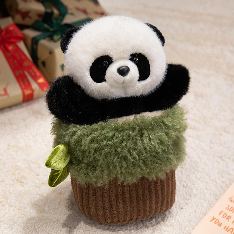 Cartoon Animal Panda Monkey Hand Puppet Plush Toy Doll Raccoon Stump Doll Parent-Child Activity Ragdoll Doll