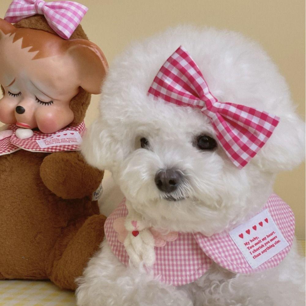 Lovely Cat Scarf Bowknot Pet Cloak Cute Pet Bibs Hair Clip Set Pet Party Supplies