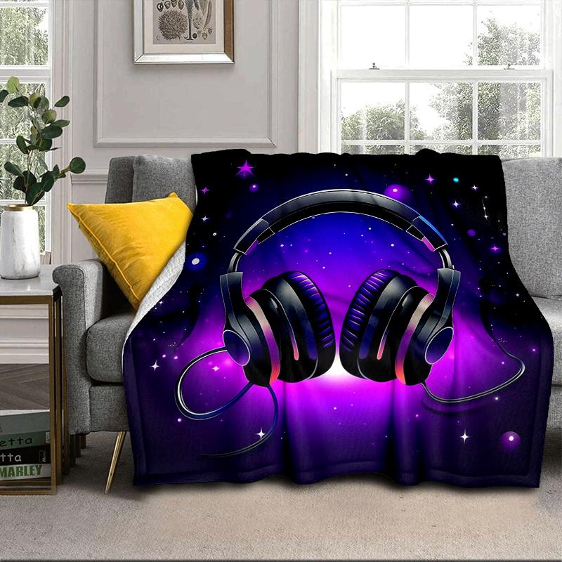 Music Waves Headphones Blanket Flannel Blanket Throw Blanket Sofa Cover Blanket Soft Premium Blanket Picnic Blanket Tv Blanket Gifts