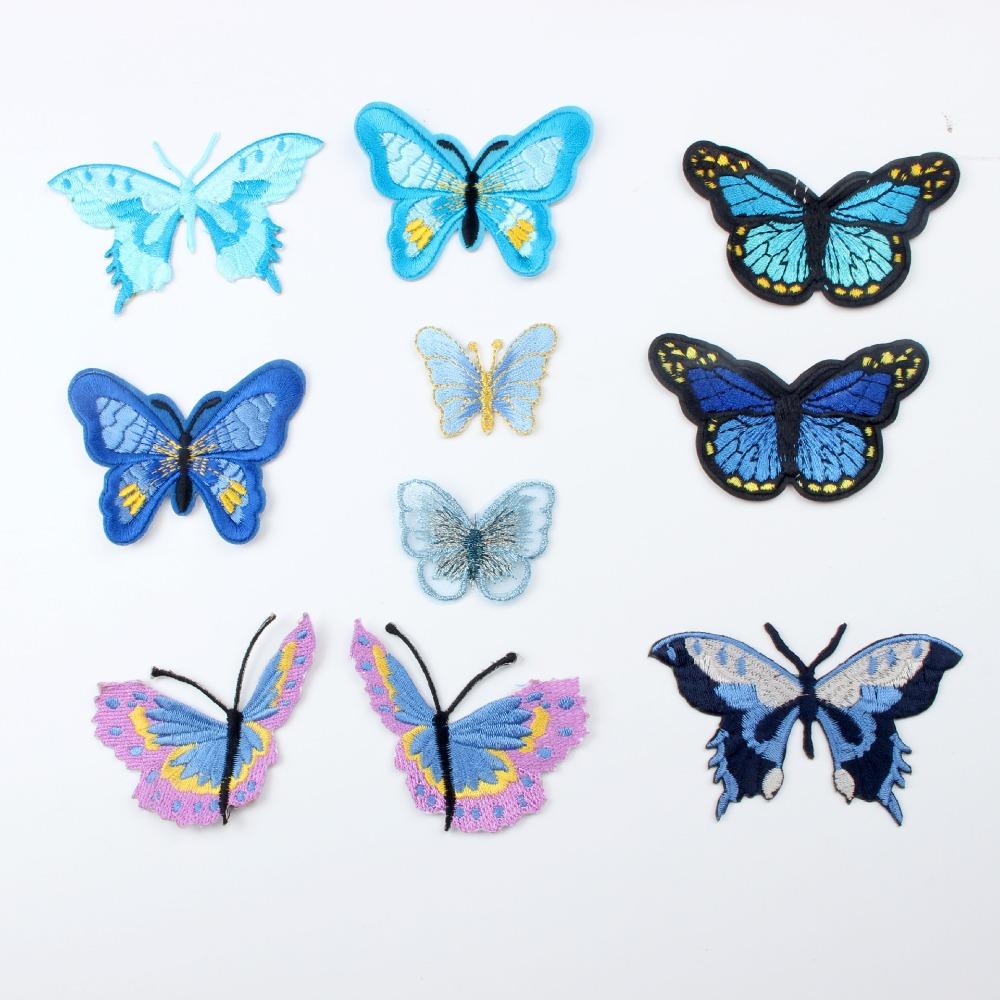 Fabric Butterflies Butterfly Appliques Blue Embroidery Patches for Clothing Butterfly  Cloth