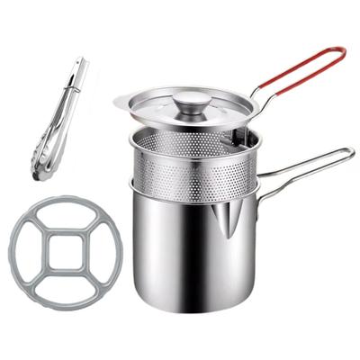 Friteuse Profonde en Acier Inoxydable 1,2 L avec Clip de Panier Grande Capacité Lavable au Lave-Vaisselle Filtre à Huile de Cuisson pour Friture Récipient à Graisse de Bacon Gadgets de Cuisine