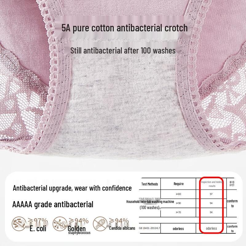 Audifen Women's Pure Cotton Lace Briefs 3-Pack