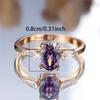 Trendy Purple Zircon Crystal Oval Stone Vintage Gold Color Wedding Bands Engagement Rings For Wome Jewelry