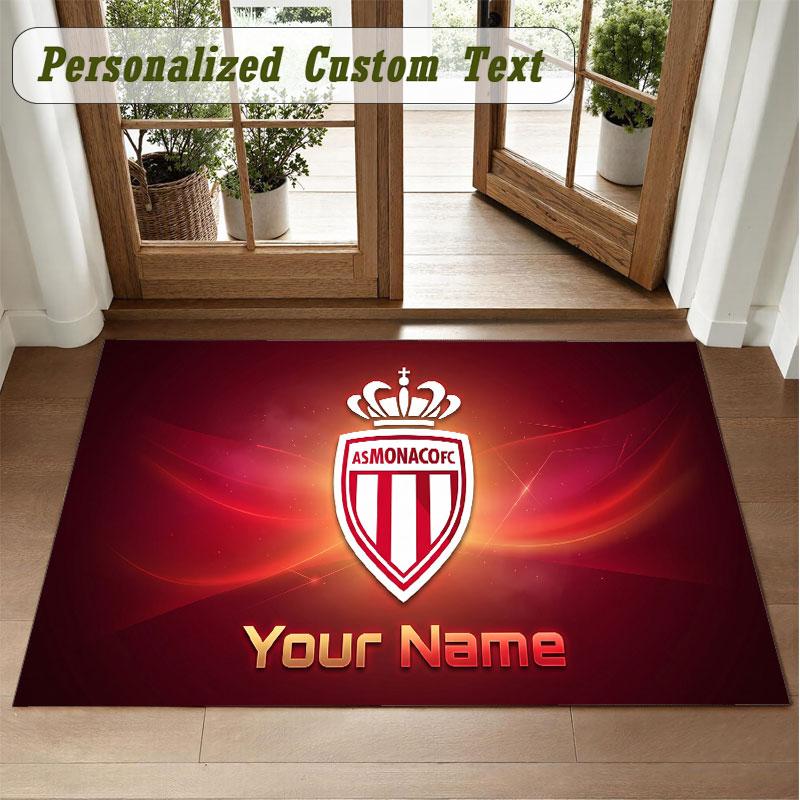 Crystal Velvet Square Rug Custom NameMonaco FC Pattern Non Slip Home Floor Decor Rug