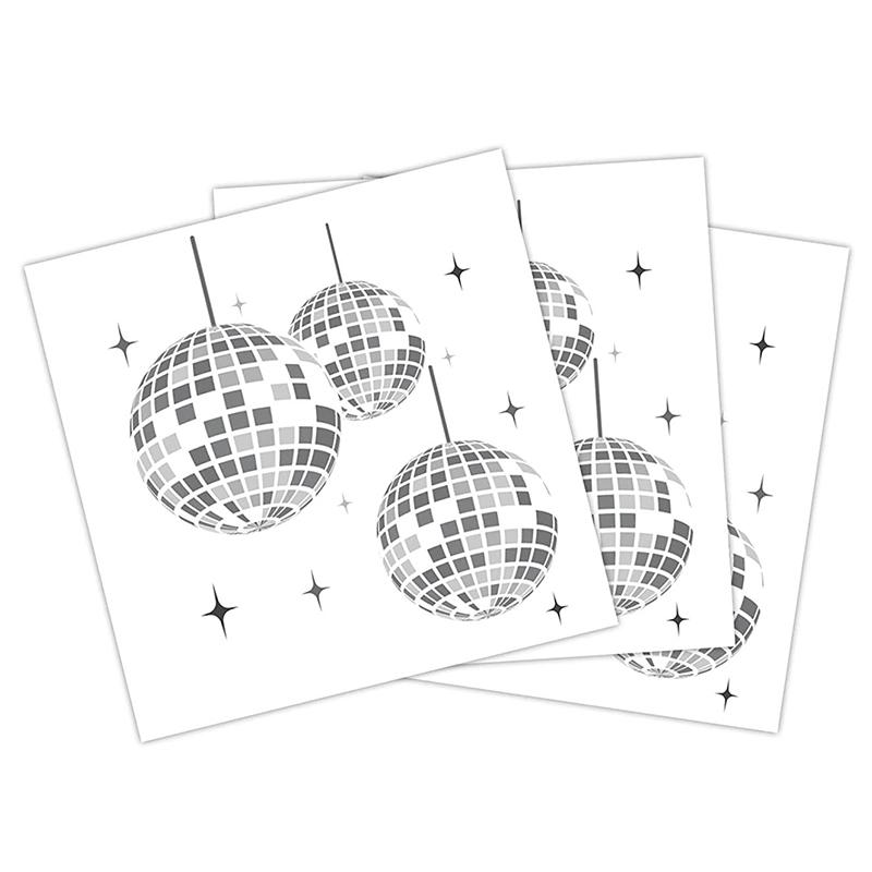 20pcs Disco Silvery Theme Disposable Paper Party Plate Set Wedding Birthday Anniversary Picnic Decoration Shower Travel Supplies