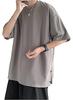 [Poperdision] Men's Summer Short-Sleeve T-Shirt, Oversized, Plain, Large Size, Lightweight, Soft, Stylish Silhouette, Fashionable, Gray, XL
