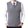 Chaleco de Lana Tejido de Invierno Casual para Hombre de Color Sólido con Cuello en V sin Mangas Talla Grande