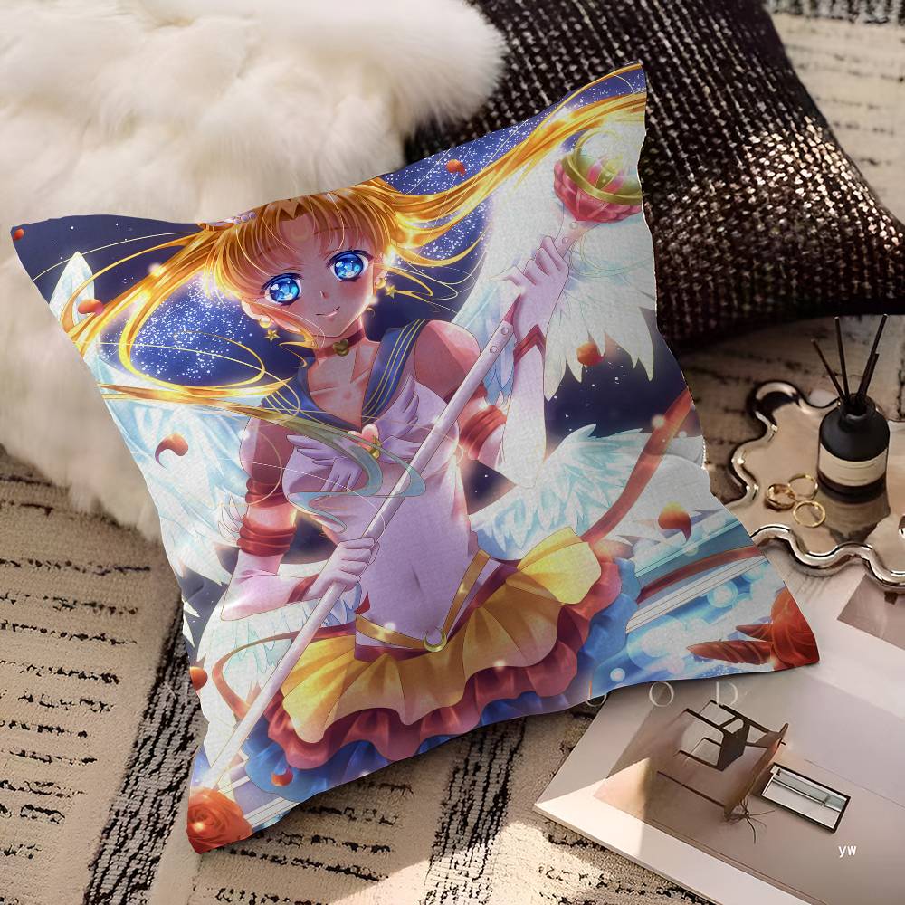 S-Sailor M-Moon Girl Anime Pillow Gift Home Office Decoration Pillow Bedroom Sofa Car Cushion Coverpillow Case
