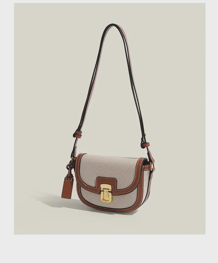 2025 Retro Contrast Color Woven Crossbody Saddle Bag - Versatile One-Shoulder Underarm Bag for Women