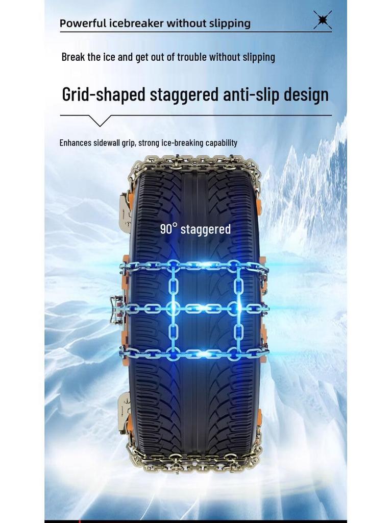 Anti-Skid Tire Chains for 212 T10 Cars & SUVs, No Jack Required, Snow & Off-Road Use, Tire-Friendly, 212 Dedicated