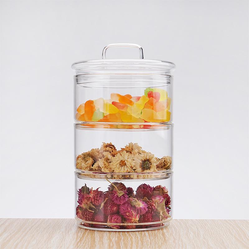 Transparent Glass Salad Bowl & High Borosilicate Storage Jar for Fruits and Snacks