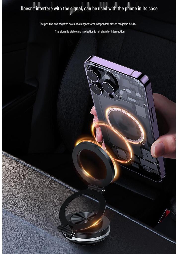360° Rotating Car Phone Holder with Strong Magnetic Bracket and Automatic Folding