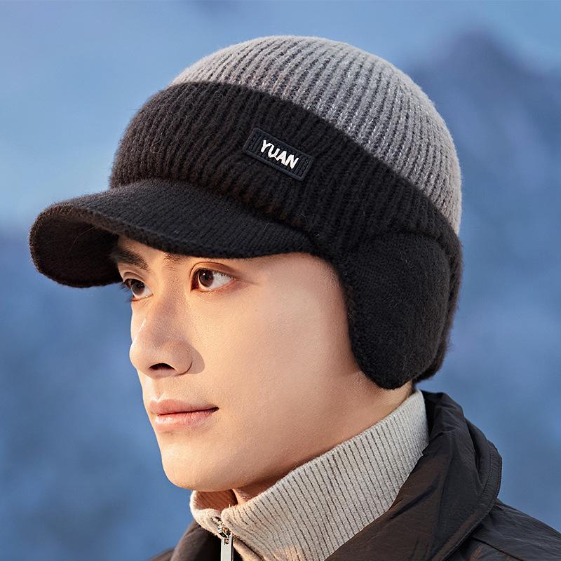 Men's Warm Wool Hat with Ear Protection for Seniors