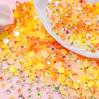 Flat Bottom Resin Drills - Transparent AB Macaron Acrylic Jelly In Mixed Colors for Nail Art.