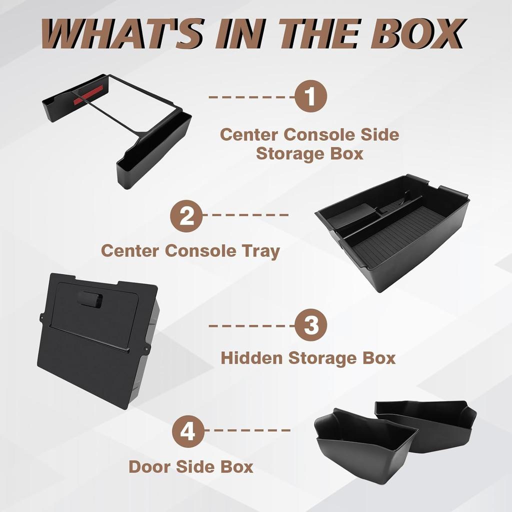 Muslogy Center Console Organizer Compatible with 2024 Toyota Tacoma 4th Gen Accessories Interior Storage Box Insert Tray Phone Pocket(Console