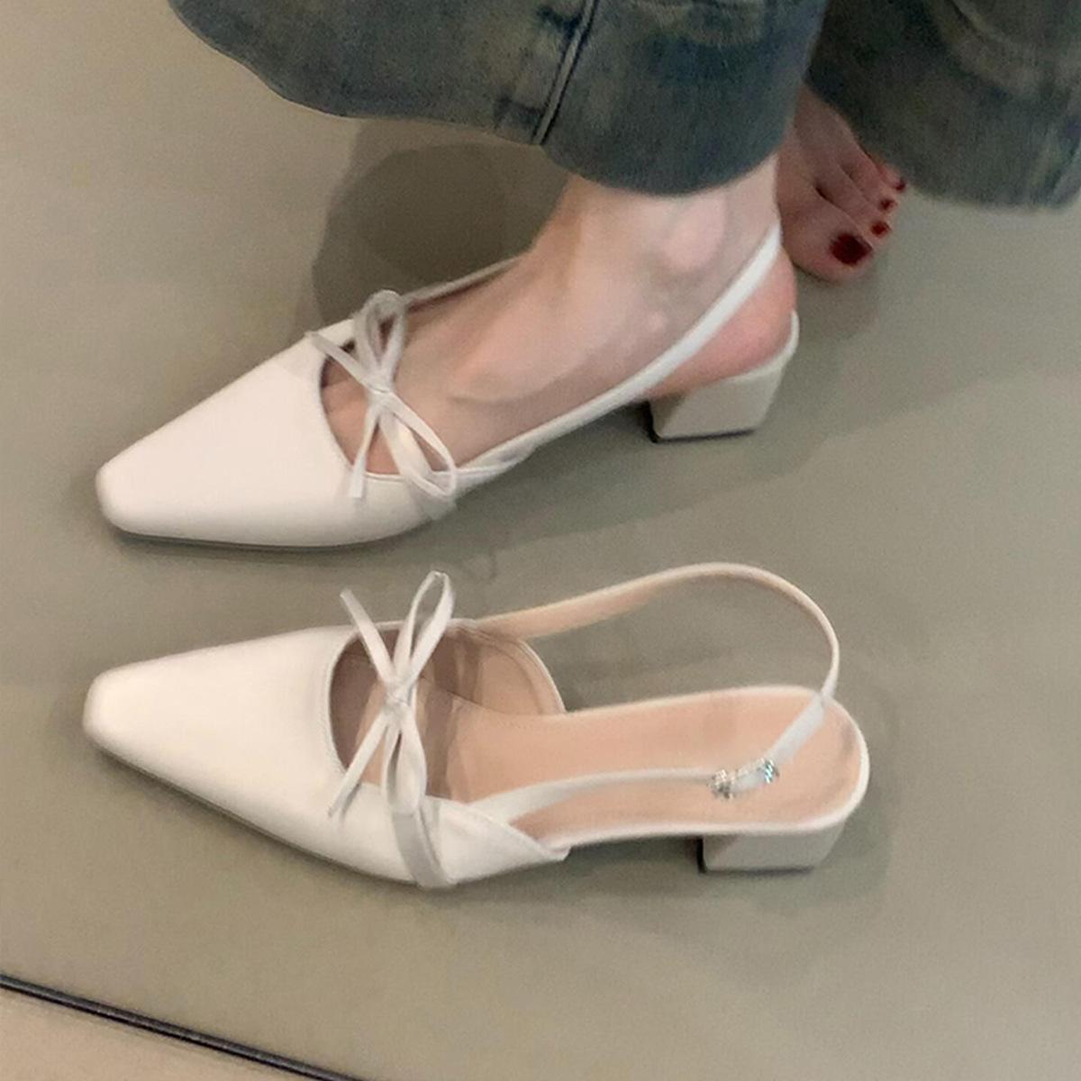 

Gentle fairy style temperament satin high heels single shoes female versatile square head bow back strap sandals 40 абрикосовый