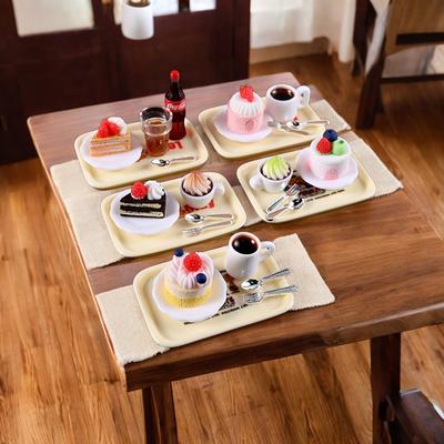 1Set Dollhouse Miniature Cheese Cake Coffee Cake Dessert Set Pretend Food Mini Cake For Bjd Dolls Toys Accessories