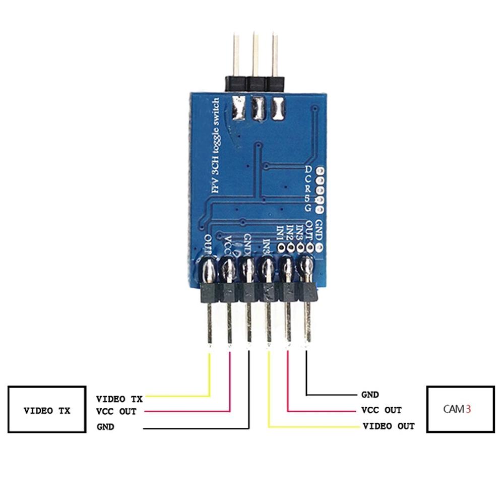 DC 5-12V 5.8G 3 Channel Video Switcher Module 3 Way Video Toggle Switch for RC FPV Camera PWM Signal Control