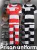 Halloween Striped Prisoner Cosplay Costume for Role-Playing