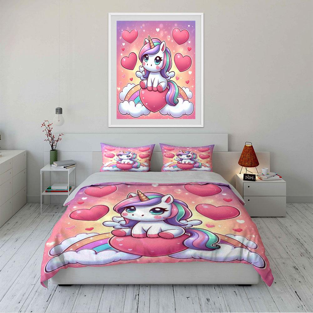 Cute Unicorn Rainbow Bedding Set Bedding Duvet Cover Set Duvet Cover Pillowcases (1 * Duvet Cover 2 * Pillowcases, without duvet insert)