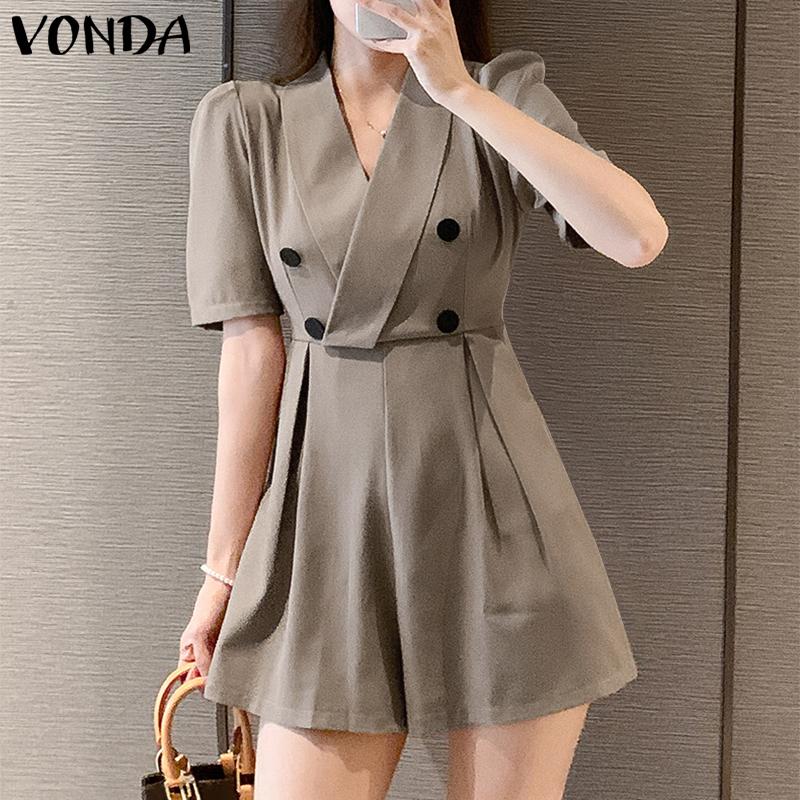 

VONDA Летние женские комбинезоны с короткими рукавами и V-образным вырезом, шорты