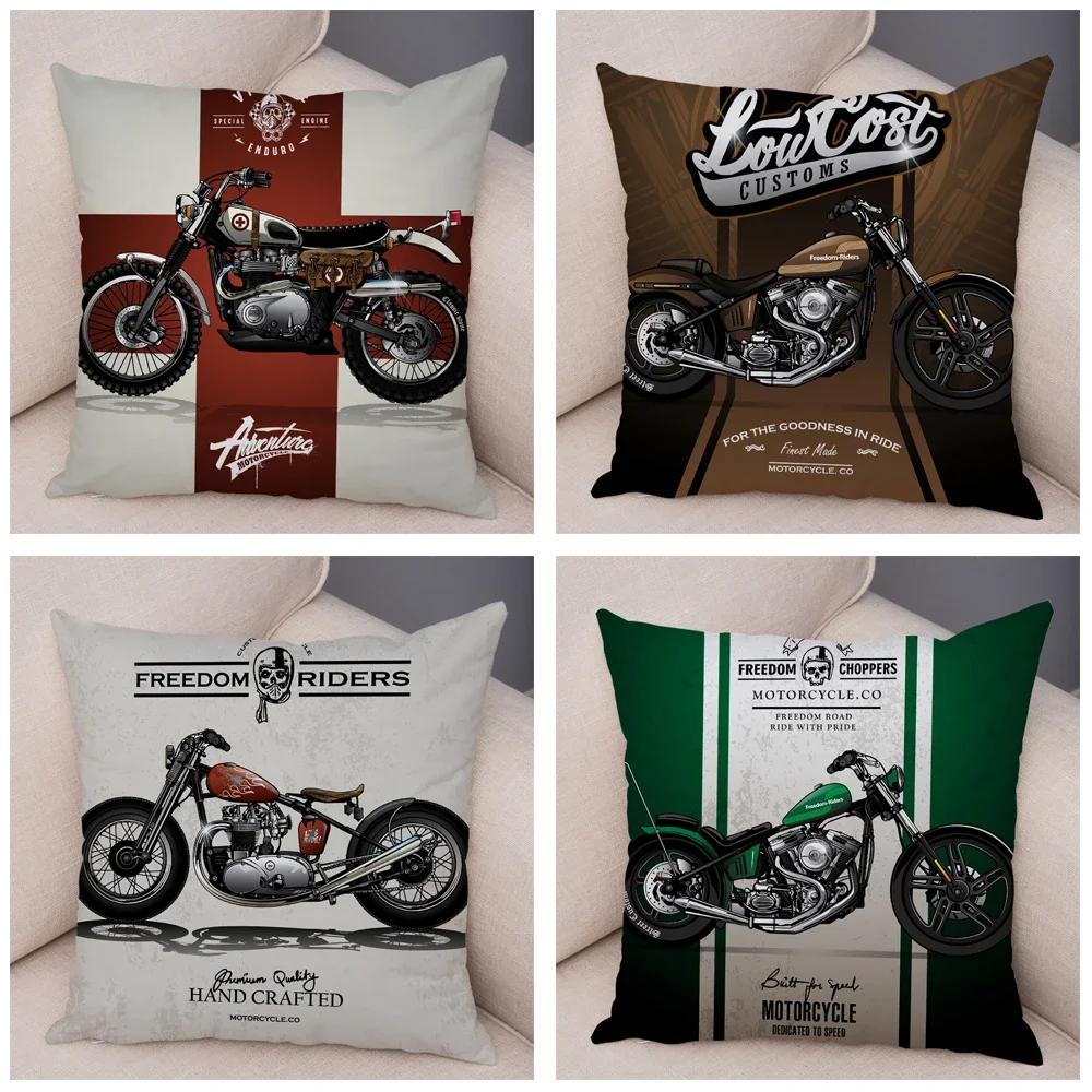 Super Soft Plush Cushion Cover 45x45cm Cartoon Motorcycle Pillowcase Decor Car Printed Pillow Case for Home Sofa Children Room