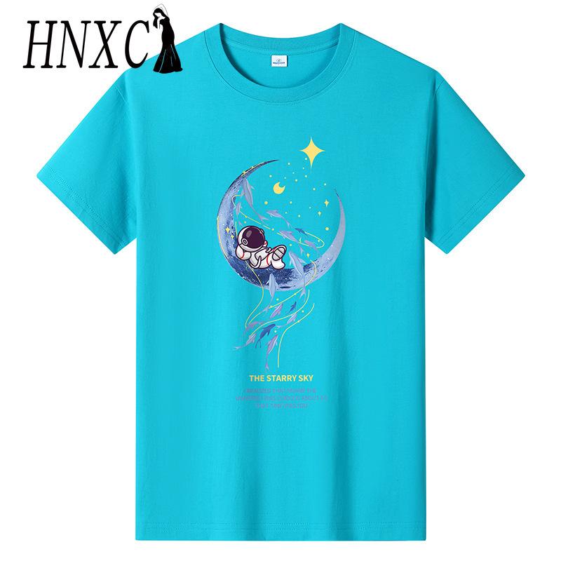 HNXC Bavlněné tričko s krátkým rukávem Pánská móda Košile s volným polovičním rukávem Košile s potiskem