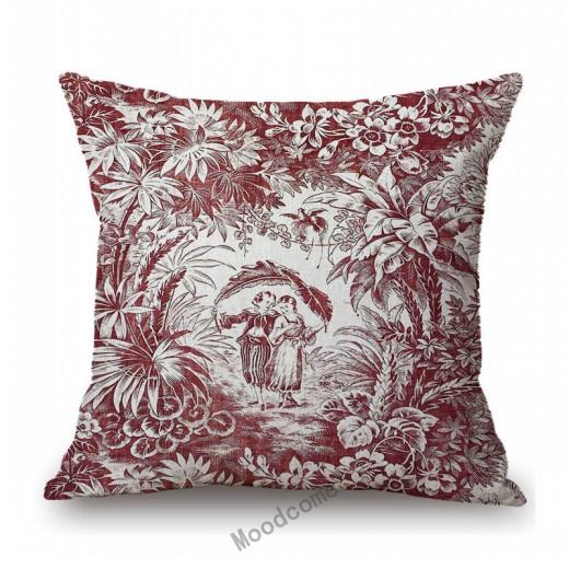 Französischer Toile De Jouy Delfter blauer Flamingo-Vogel-Tiger-Königshof-Muster, eleganter dekorativer Sofa-Kissenbezug, Kissenbezug