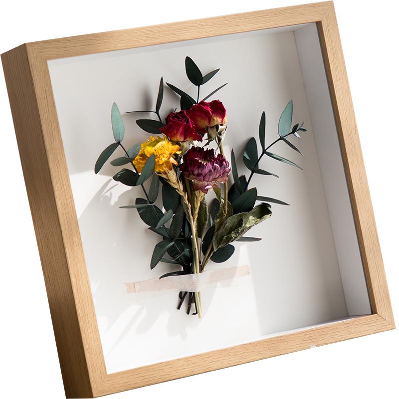 3D Handmade Dried Rose Photo Frame with Seashells for Tabletop Display In Oil Painting and Calligraphy Mounting