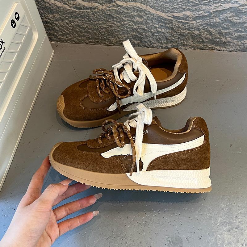 Leather German training shoes women's 2025 autumn and winter new retro platform sports Forrest Gump shoes versatile shoes children's outdoor women's