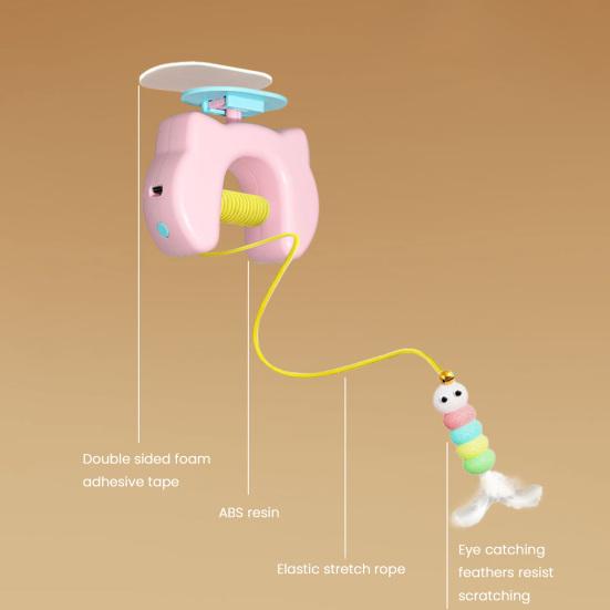 Automatic Cat Teaser Interactive Electric Feather Toy Rechargeable Hanging String Cat Teaser with Bell for Indoor Cats Self-Play Hunting Exercise