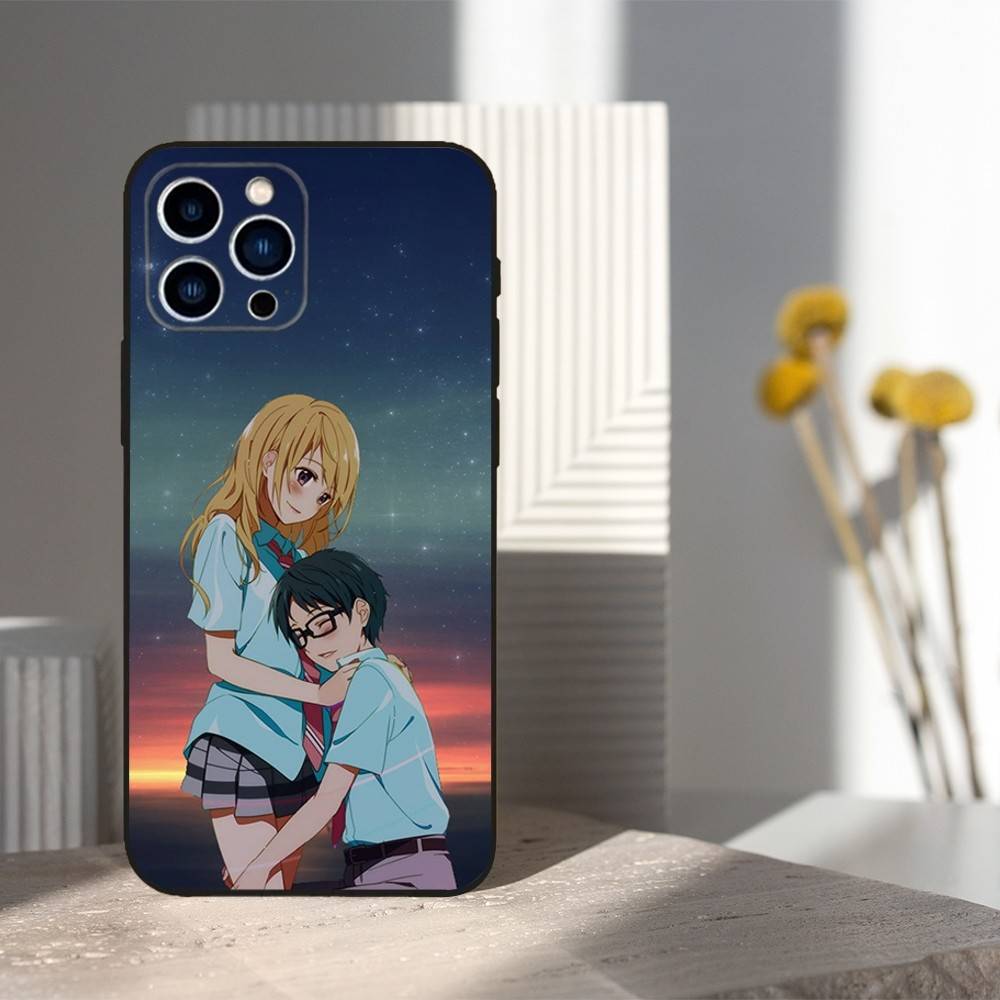 Hot YOUR LIE IN APRIL Comic Phone Case For iPhone 16,15,14,13,12,11 Plus,Pro Max,XS,X,XR,SE,Mini,8,7,Soft Silicone Black Cover
