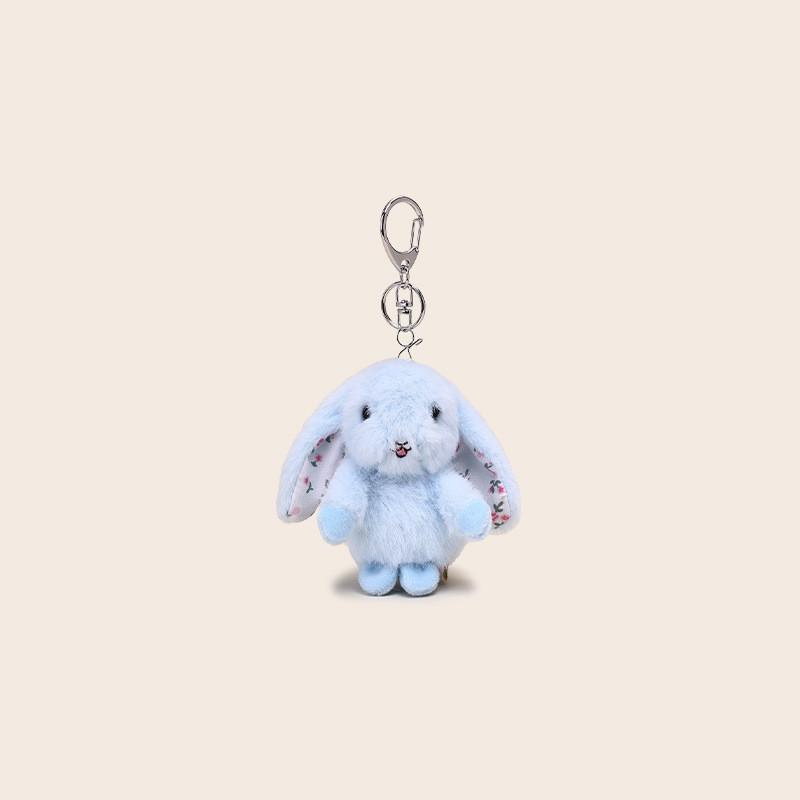 Flower Ear Print Rabbit Plush Keychain Animal Backpack Pendant Cartoon Gift Kids