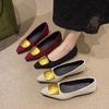 2025 French Small Temperament New Ladyshoes Winter Commuting Soft Sole Spring and Autumn Red Single Shoes Women's Shoes Pointed Flat Bottom