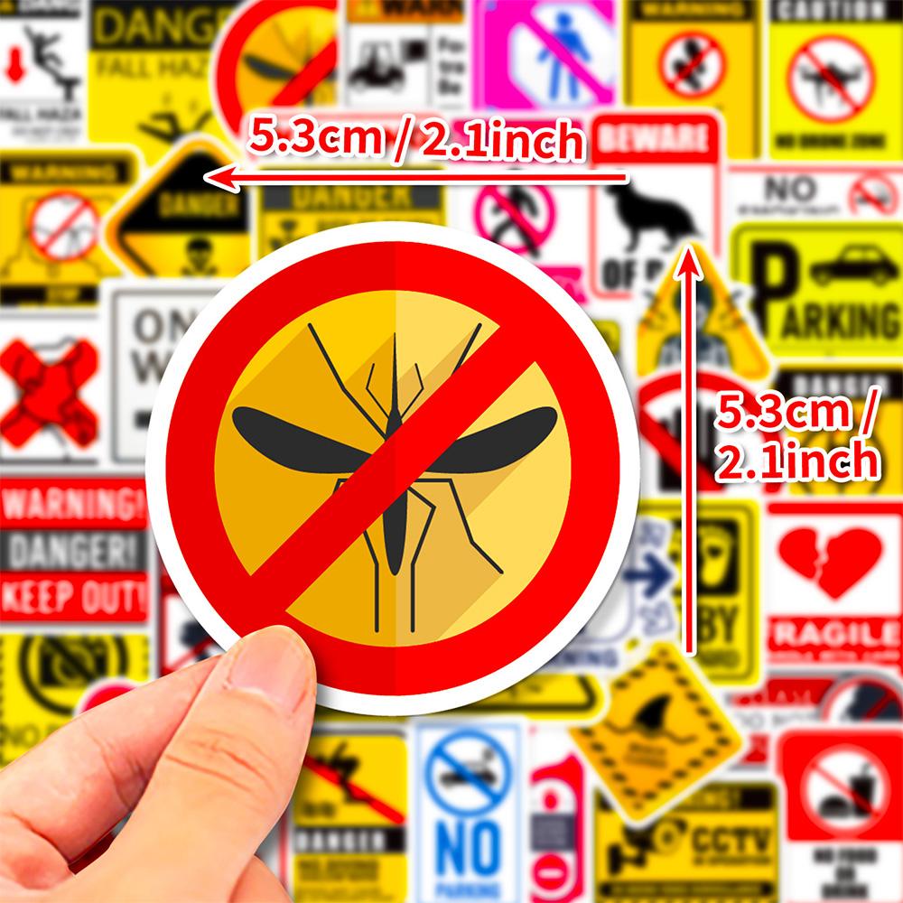 10/30/50pcs Warning Danger Signs Stickers Cool Safety Symbol Decals Graffiti DIY Motorcycle Scooter Helmet Waterproof Sticker