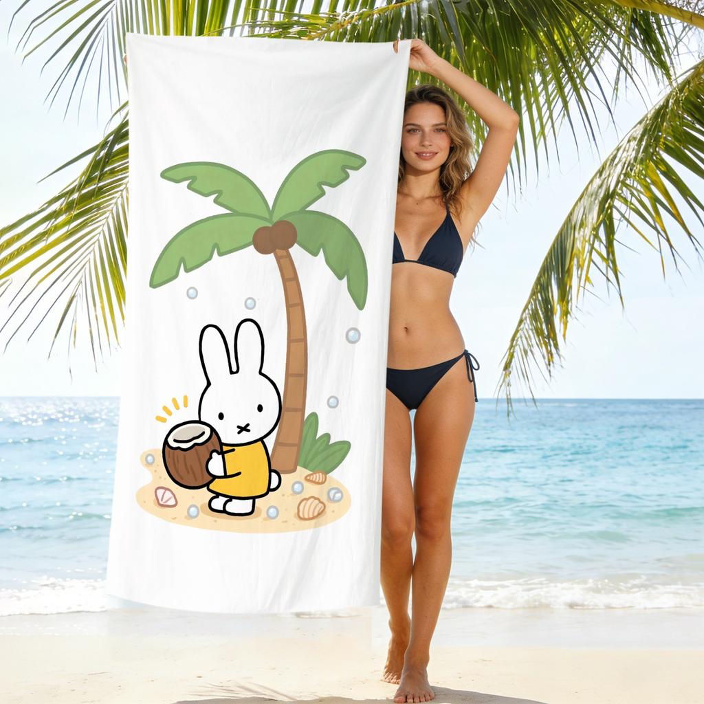 New Cute Rabbit Printed Microfiber Beach Towel Quick Dry Soft Bath Towel For Kids