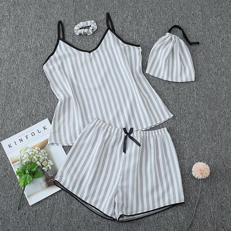 Parent-Child Matching Cotton Pajamas Set - Women's Tank Top & Shorts with Children's 7-Piece Homewear.