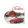 Retro Style Christmas Gift, Unique Red House and Truck Design, Heart-Shaped Acrylic Printed Christmas Pattern, Farmhouse Style Decoration Suitable