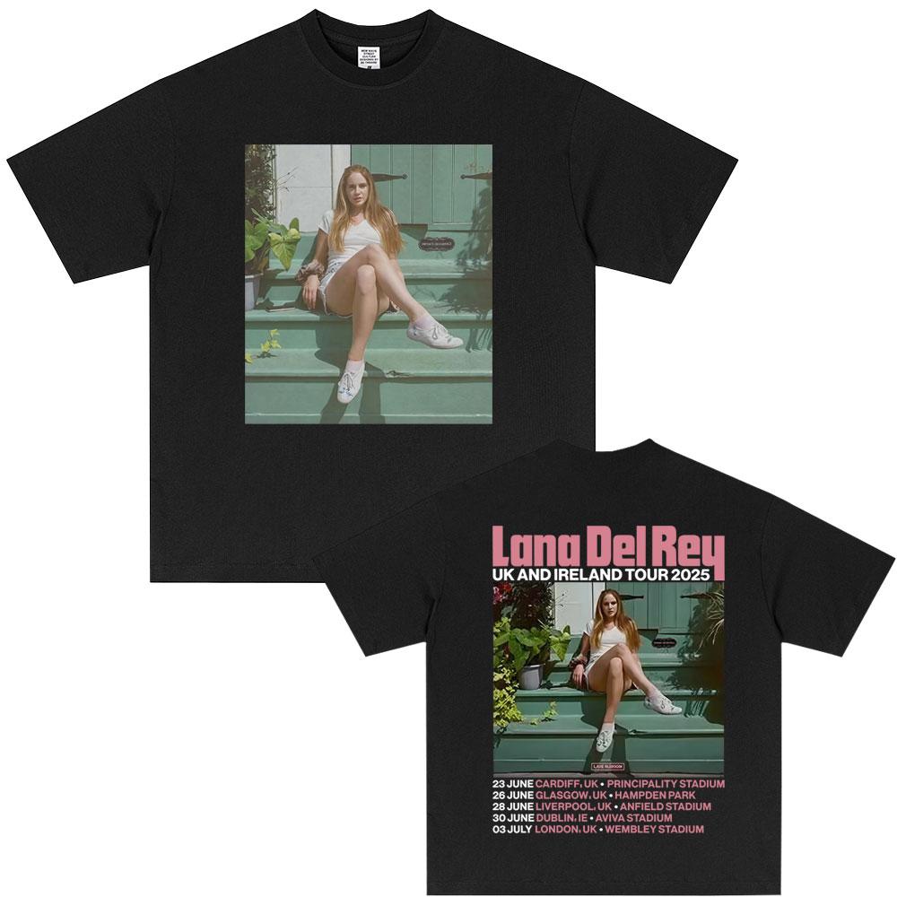 Lana Del Rey UK and Ireland Tour 2026 Tshirt Men Women Hip Hop Fashion Trend Short Sleeve T Shirts Summer Unisex Pop Streetwear