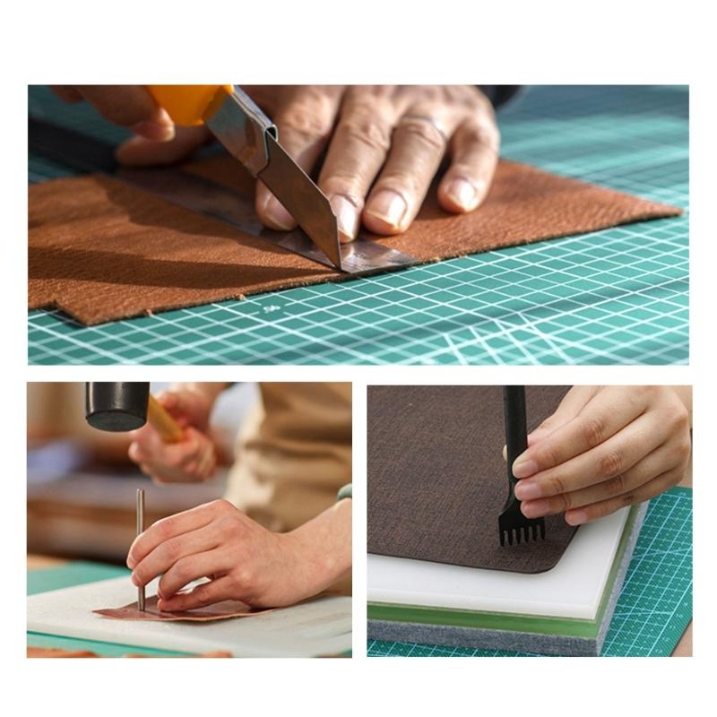 Leather Tools with Hammer Cutting Mat Leather Hole Punch Tool Leather Craft Tool Leather Stamping Tools Craft Supplies