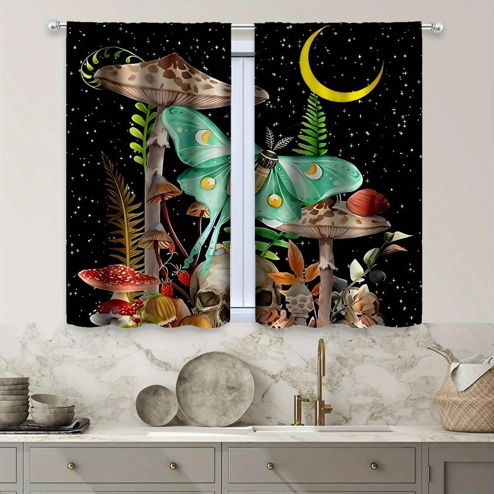 Garden Design Knit Fabric Drape Panels with Rod Pocket Bright - Filtering Polyester Drapes Bird and ButterflyforBedchamber