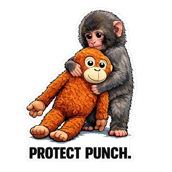 Protect Punch The Monkey Decals Sticker Cute Monkey Car Laptop Holding Plush Toy Vinyl Stickers 1pc